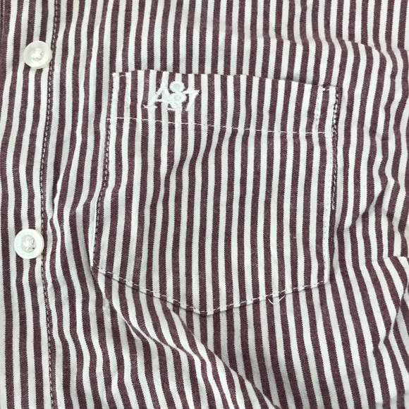 Purple & White stripped Long Sleeve Button up - Picture 2 of 6